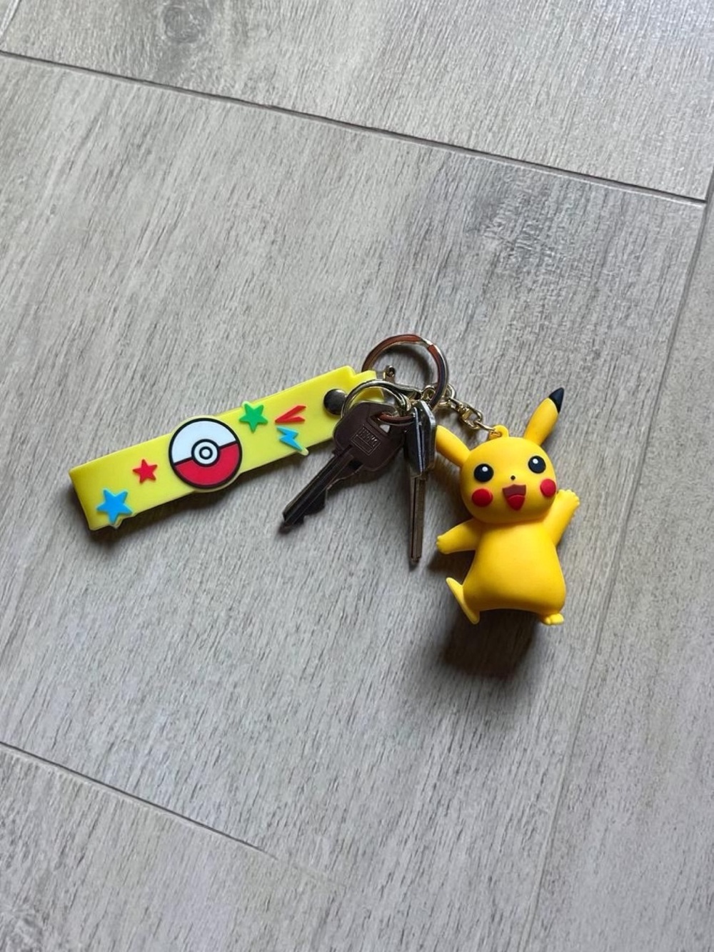 Pikachu Yellow Keychain with Poké Ball Strap